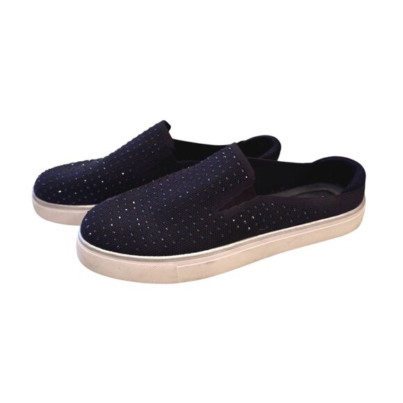 Kenneth Cole Reaction Bonnie Size 7.5 EU 38 Mule Navy Stretch Fabric Embellished - Picture 1 of 13